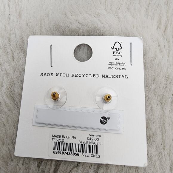 NEW Madewell Gold Button Stud Earrings Pale Gold - Picture 7 of 8